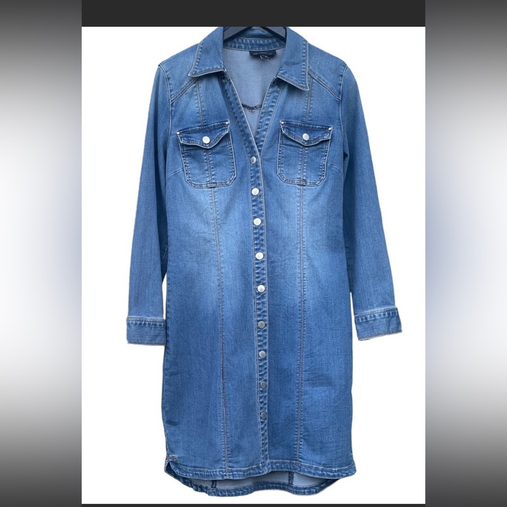 INC Denim Dress Snap Button Midi Size 12